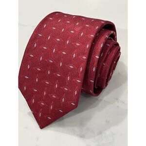 John G Hardy Red Foulard Woven Silk Tie Italy 60 x 3.25 Luxury Formal Career